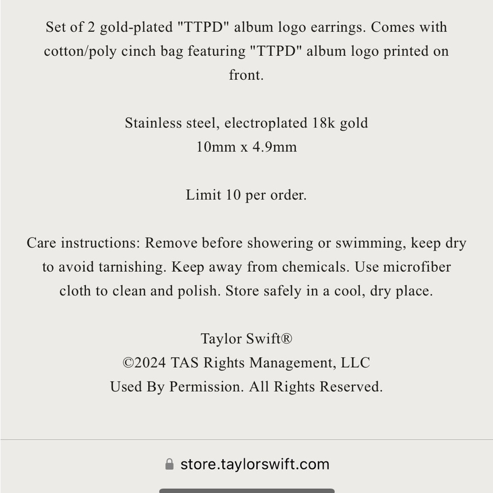 Taylor Swift Tortured Poets Earrings - Picture 7 of 7